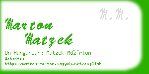 marton matzek business card